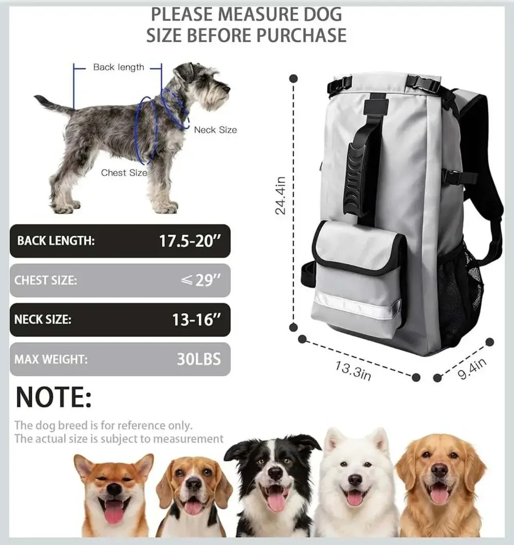 Moyson Dog Backpack Carrier for Medium Dogs 30lb Waterproof Hiking Bag